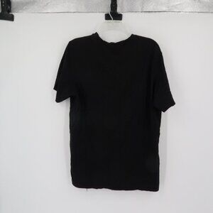 01.Algo Black Men's T-Shirt 100% Pima Cotton Blue Detail Front Pocket Large
